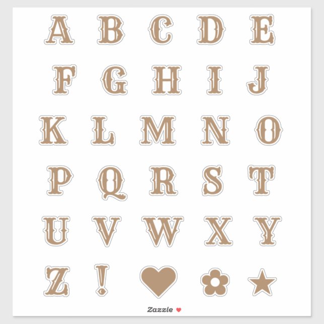 Pegatina Monograma de letras del tema occidental marrón (Hoja)