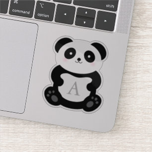 Pegatina Monograma de oso panda Personalizado lindo