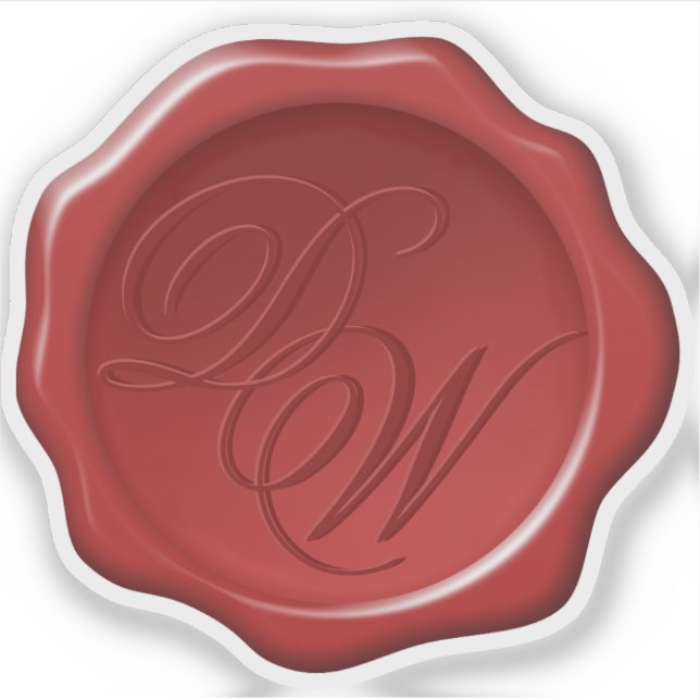 Pegatina Monograma de sellado de cera roja 2 Iniciales Eleg (Anverso)