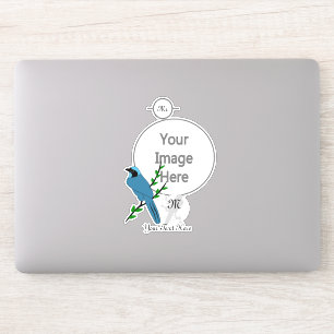 Pegatina Monograma del bonito Turquoise Jay Bird