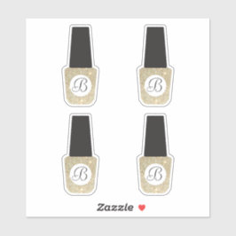 Pegatina Monograma del salón de uñas con Purpurina de oro N