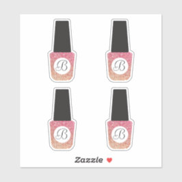 Pegatina Monograma del salón de uñas en Purpurina de bronce