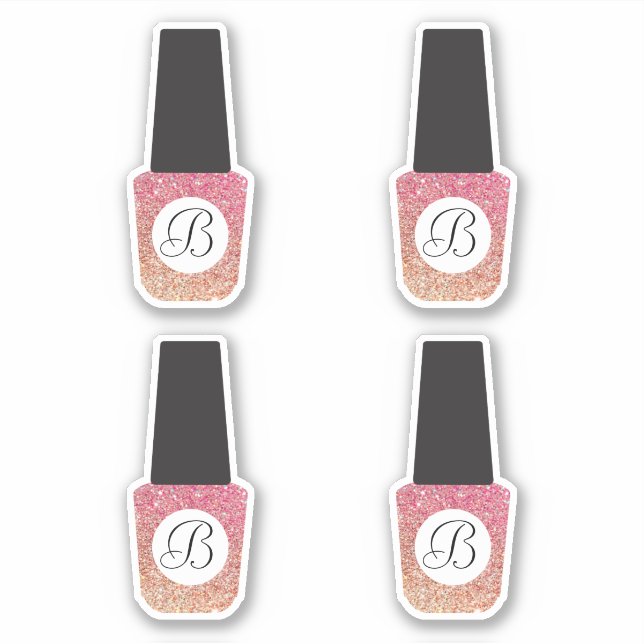 Pegatina Monograma del salón de uñas en Purpurina de bronce (Anverso)