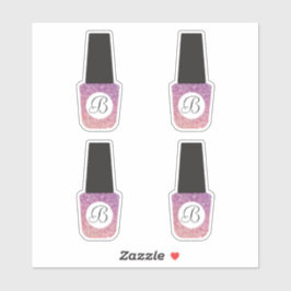 Pegatina Monograma del salón de uñas sobre el Purpurina mor