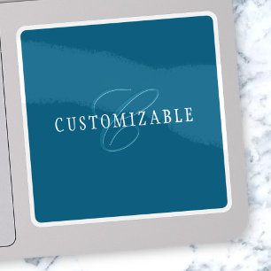 Pegatina Monograma elegante Azul océano