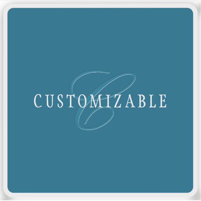 Pegatina Monograma elegante | Azul océano (Anverso)