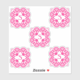 Pegatina Monograma Elegante Blanco Rosa 4Sarah
