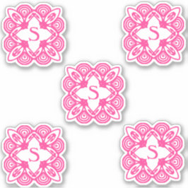 Pegatina Monograma Elegante Blanco Rosa 4Sarah