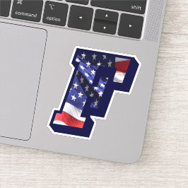 Pegatina Monograma F Bandera Americana Letra F First USA
