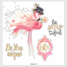 Monograma Flamingo "Be You tiful" Steampunk Vintag