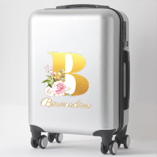 Pegatina Monograma Floral Letra Inicial B Nombre Personaliz