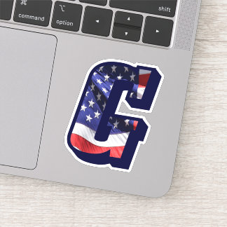 Pegatina Monograma G Bandera Americana Letra inicial Vinyl 