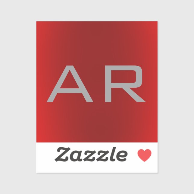 Pegatina Monograma Gris Gris Rojo Elegante (Hoja)