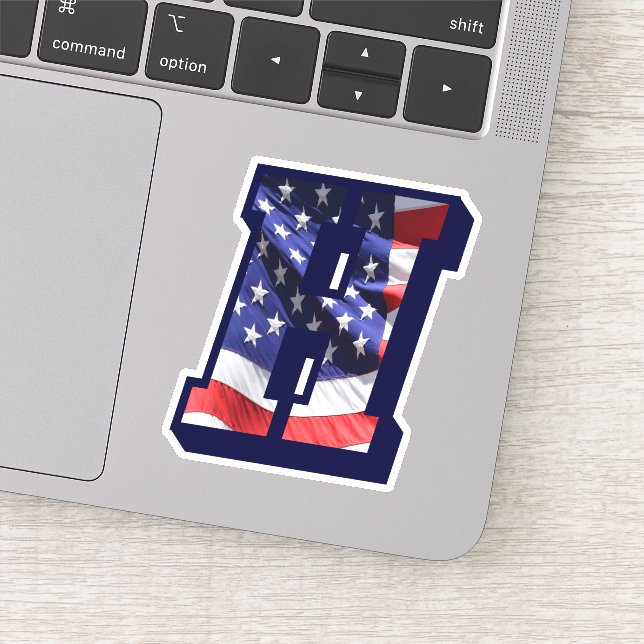 Pegatina Monograma H Bandera Estadounidense H Inicial Estad (Detalle)