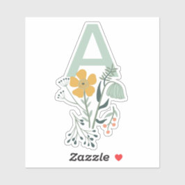 Pegatina Monograma Hermosa Personalización Botánica Floral