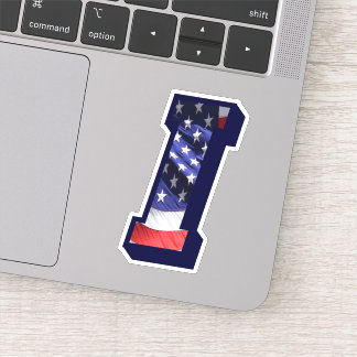 Pegatina Monograma I Bandera Americana Letra I Inicial USA