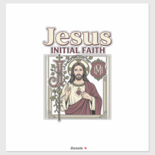 Pegatina Monograma inicial de Jesús Fe Monograma inicial de