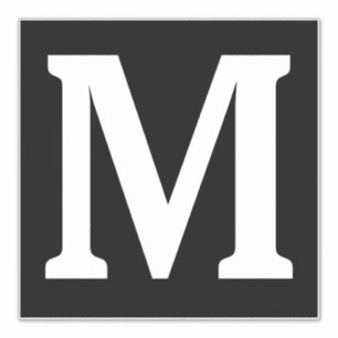 Pegatina Monograma Iniciales Nombre Blanco Negro Minimalist