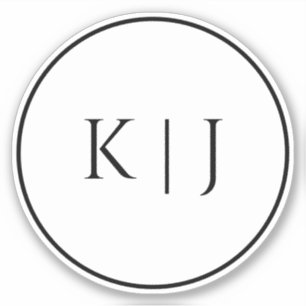 Pegatina Monograma Iniciales Nombre Elegante Boda Mínimo