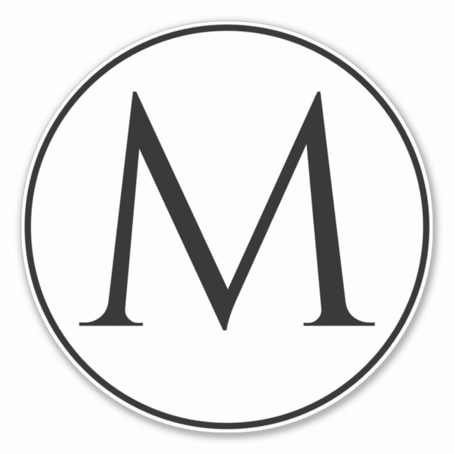 Pegatina Monograma Iniciales Nombre personalizado Black Whi (Anverso)