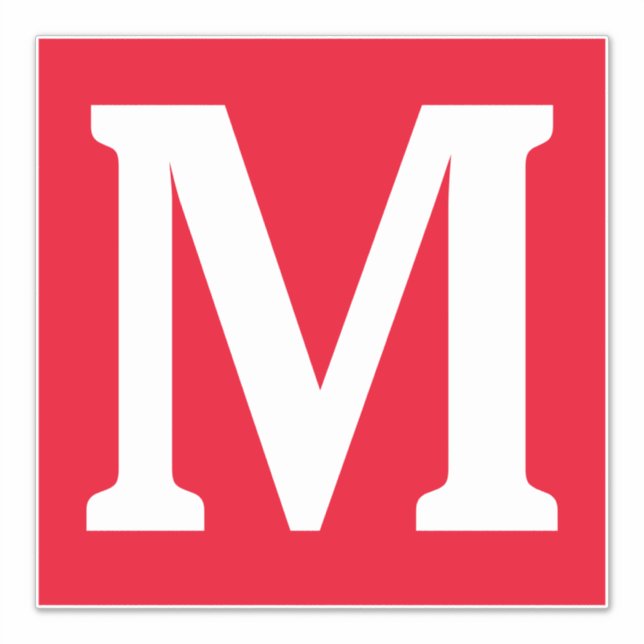 Pegatina Monograma Iniciales Rojo Blanco Negrita Nombre per (Anverso)