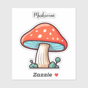 Pegatina Monograma lindo Kawaii Red Mushroom Scrapbook