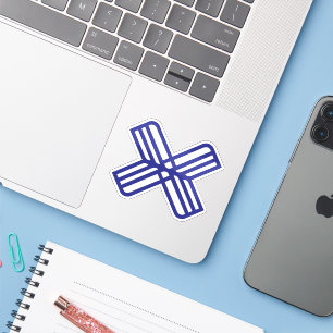 Pegatina Monograma Minimalista Elegante de Letra X Azul