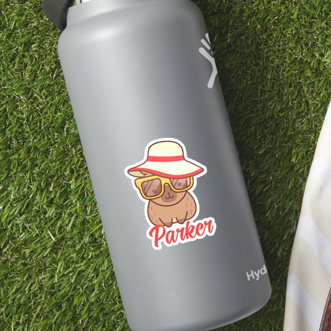 Pegatina Monograma moderno con un capibara gracioso (Subido por el creador)