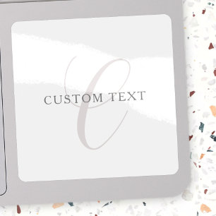 Pegatina Monograma moderno elegante Gris y blanco (editab