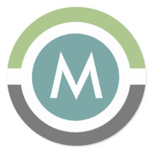 Pegatina monograma moderno - gris/verde