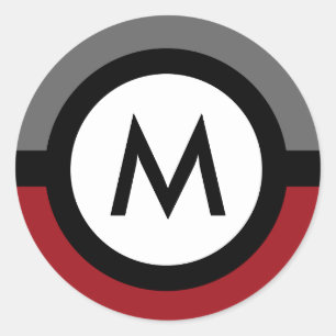 Pegatina monograma moderno - negro/rojo/gris