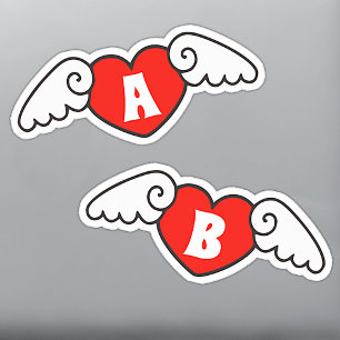 Pegatina Monograma nombre personalizado Corazones voladores
