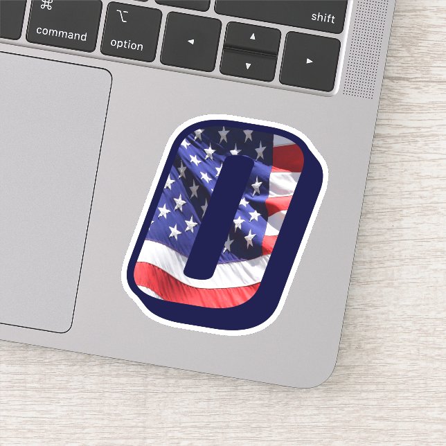 Pegatina Monograma O Letra Americana Flag O Inicial USA (Detalle)
