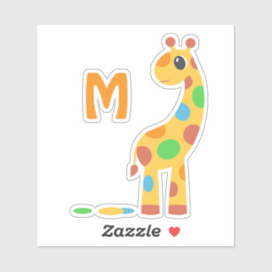 Pegatina Monograma Personalizado colorido Giraffe