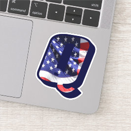 Pegatina Monograma Q Bandera Americana Q Inicial USA