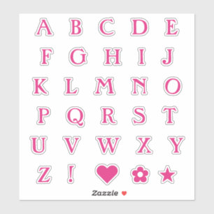 Pegatina Monograma rosado caliente Letras de texto Estrella