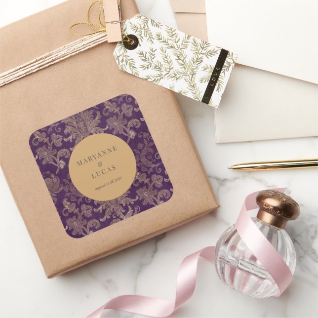 Pegatina Monograma Royal Damask Purple (Regalar)