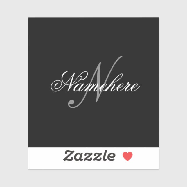 Pegatina Monograma único personalizado de nombre blanco y n (Hoja)