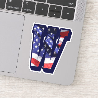 Pegatina Monograma W Bandera Americana W Inicial USA