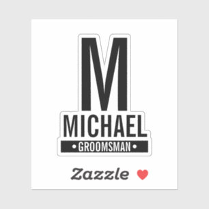 Pegatina Monograma y nombre del Groomsman personalizado