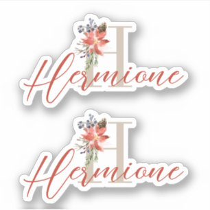 Pegatina Monograma y nombre del Poinsettia del día de