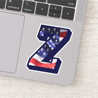 Pegatina Monograma Z Bandera Americana Letra Z Inicial USA