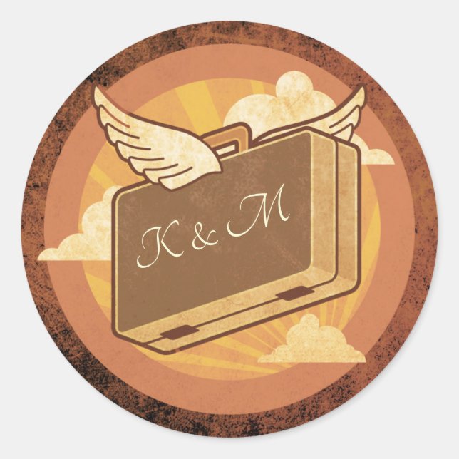 Pegatina Monogramado de Destino de Vintage (Anverso)