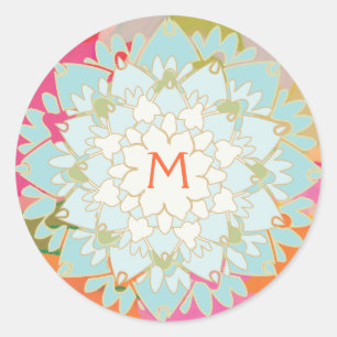 Pegatina monogramado de Lotus Flower