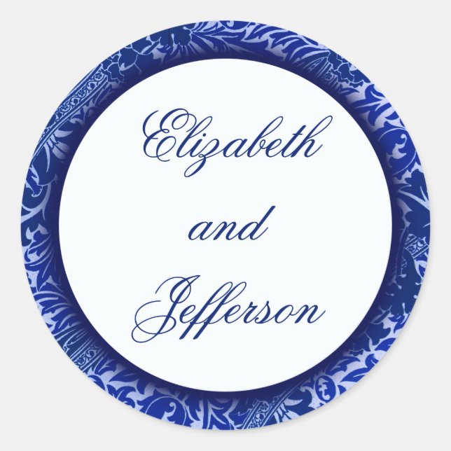 Pegatina Monogramado de William Morris Blue Leaves (Anverso)