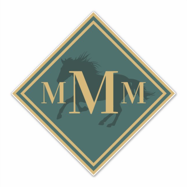 Pegatina Monogramado Hunter Green+ Gold Tack Trunk (Anverso)