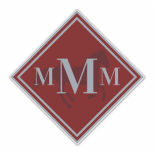 Pegatina Monogramado Wine Red + Plata Caballo Tack Trunk