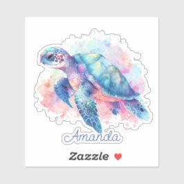 Pegatina Monogramo de la tortuga acuática