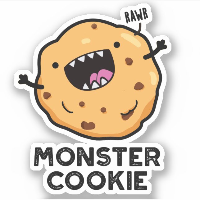 Pegatina Monster Cookie Funny Food Pun (Anverso)
