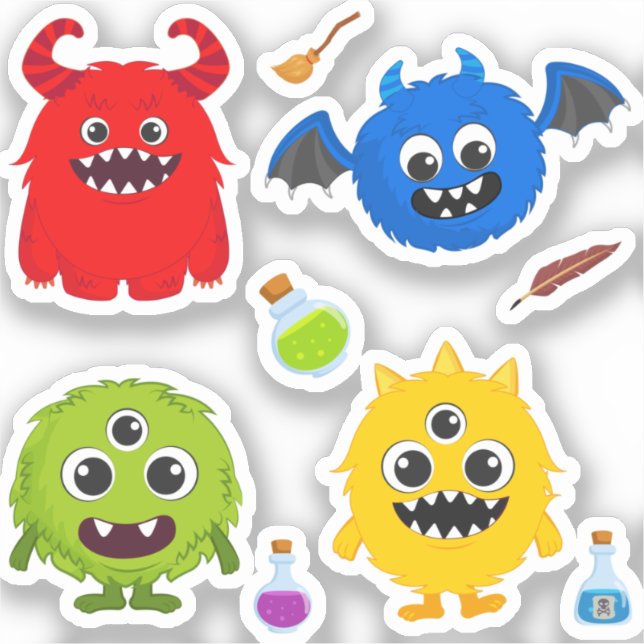 Pegatina Monster Halloween Cute (Anverso)